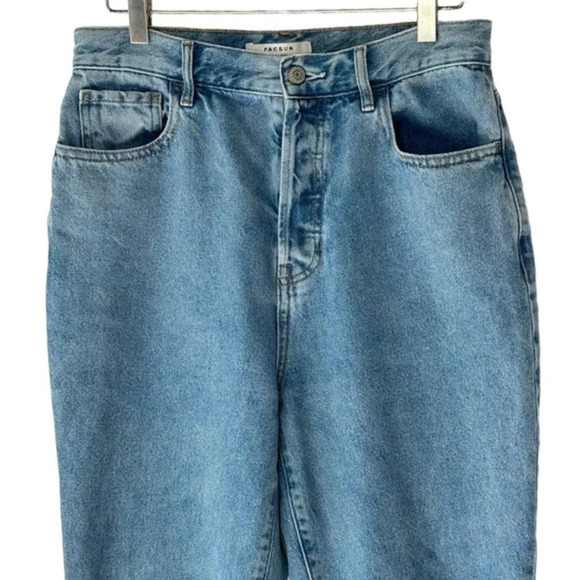 PacSun High‎ Rise Straight 29 blue button fly raw hem jeans - Picture 3 of 6